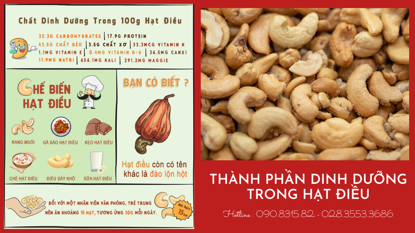 dinh dưỡng trong hạt điều