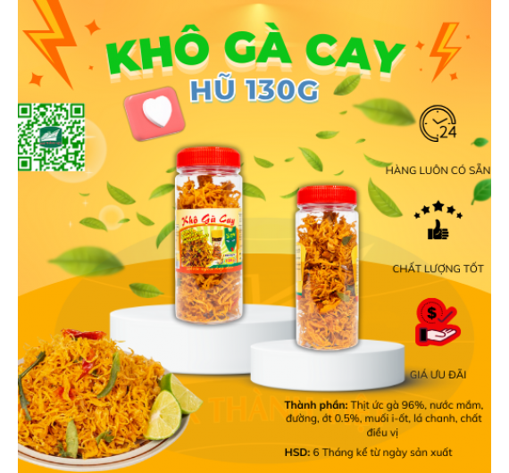 KHÔ GÀ CAY 130G ( Hủ )