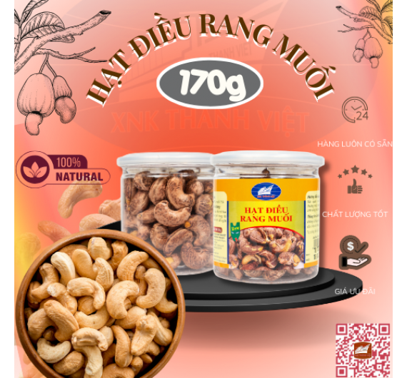 HẠT ĐIỀU RANG MUỐI 170G