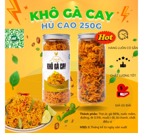 KHÔ GÀ CAY HỦ LỚN 250G